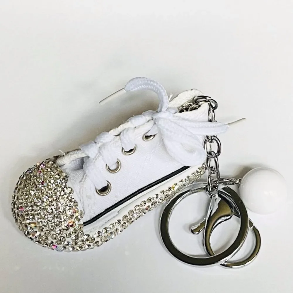 White Sparkly Shoe Keychain